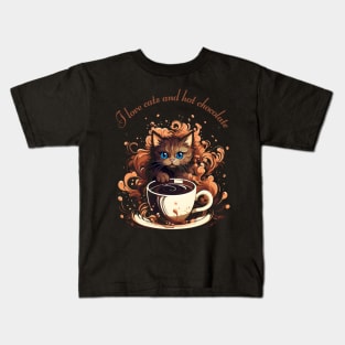 I Love Cats And Hot Chocolate Kids T-Shirt